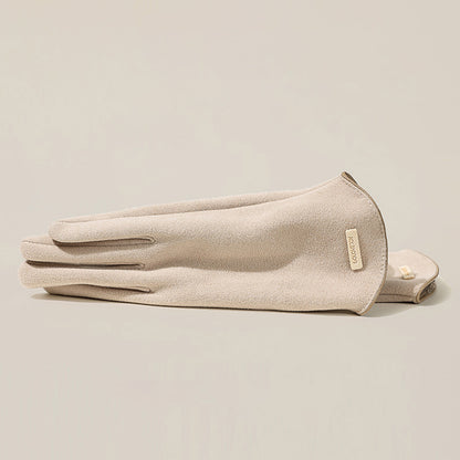 Winter Thermal Dralon Velvet Fleece Lining Flip Finger Wrist Gloves - Quaworth