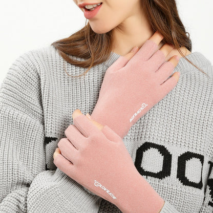 Thermal Dralon Velvet Fleece Lining Fingerless Wrist Gloves - Quaworth