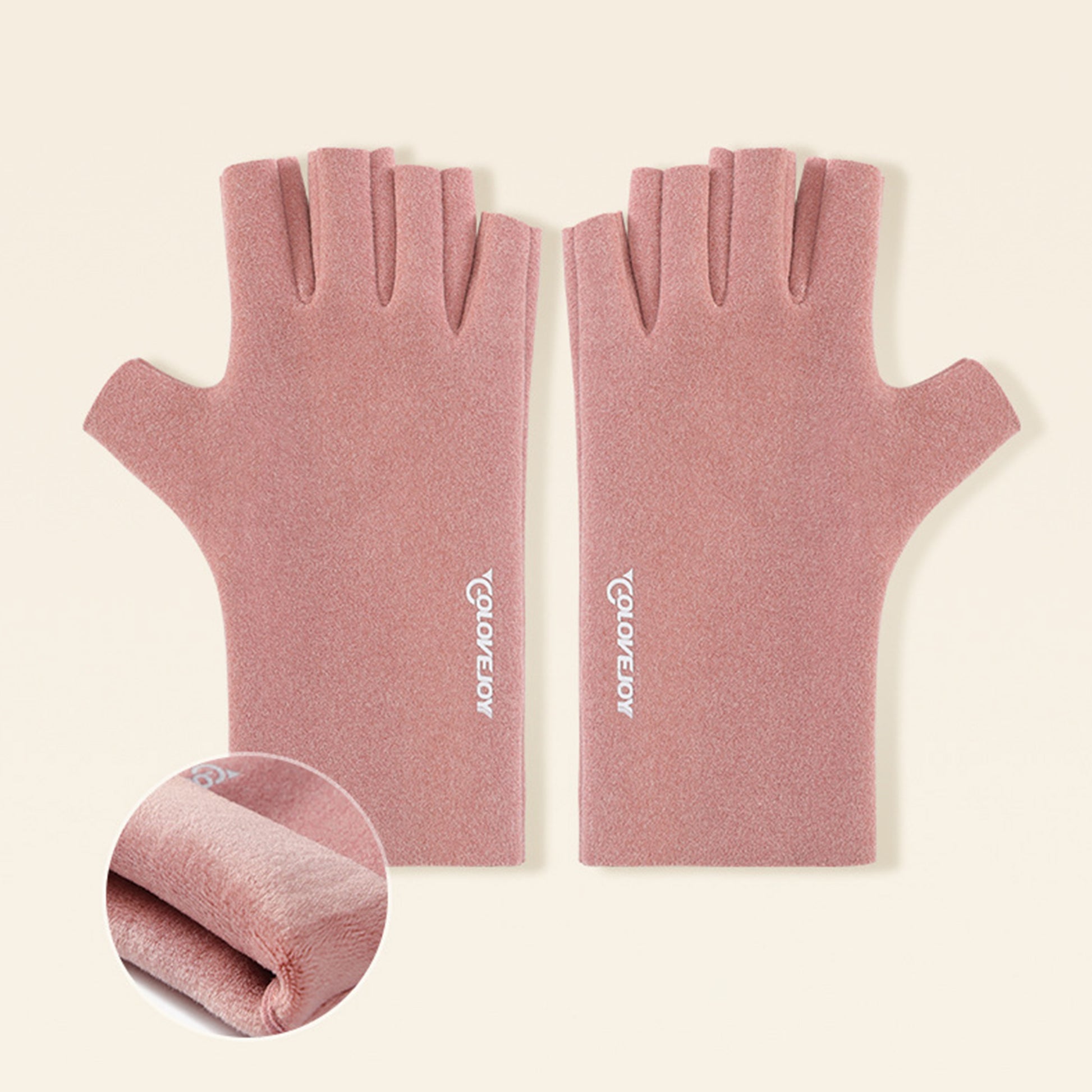 Thermal Dralon Velvet Fleece Lining Fingerless Wrist Gloves - Quaworth