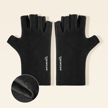 Thermal Dralon Velvet Fleece Lining Fingerless Wrist Gloves - Quaworth