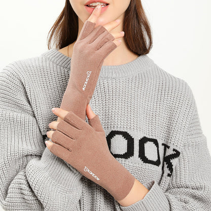 Thermal Dralon Velvet Fleece Lining Fingerless Wrist Gloves - Quaworth