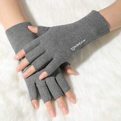 Thermal Dralon Velvet Fleece Lining Fingerless Wrist Gloves - Quaworth