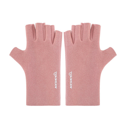 Thermal Dralon Velvet Fleece Lining Fingerless Wrist Gloves - Quaworth