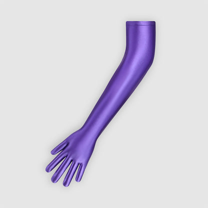 Glossy Spandex Elbow Length Gloves