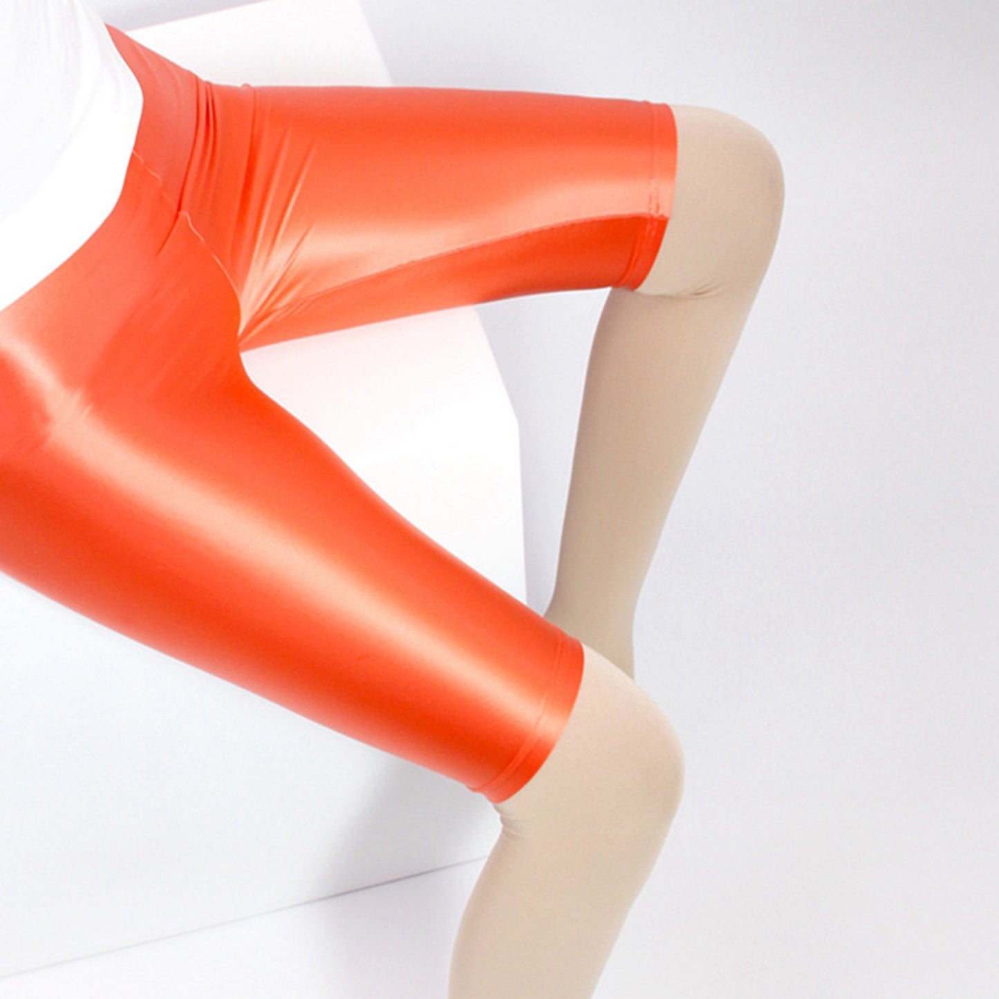 Glossy Spandex High Rise Medium Short