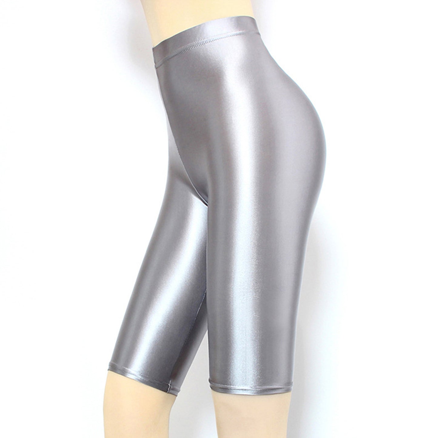 Glossy Spandex High Rise Medium Short