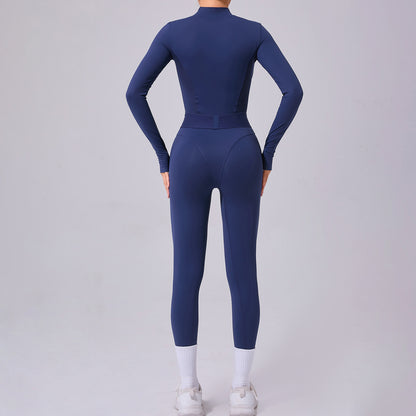 Mesh Splice Yoga Jumpsuit – Elastic Waist, Thumb Hole, Slim Fit Activewear