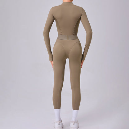 Mesh Splice Yoga Jumpsuit – Elastic Waist, Thumb Hole, Slim Fit Activewear