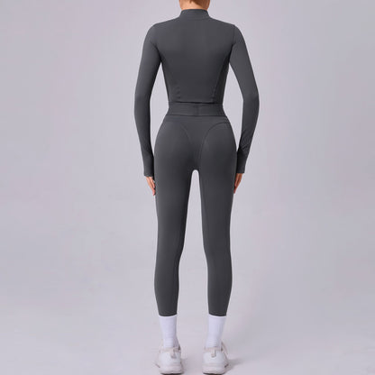 Mesh Splice Yoga Jumpsuit – Elastic Waist, Thumb Hole, Slim Fit Activewear