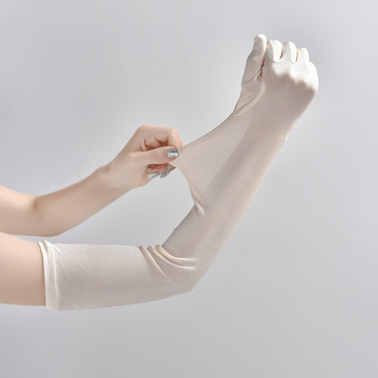 Mulberry Silk Solid Color Elbow Gloves - Quaworth