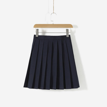 Navy Broad Collar Three Brown Line Square Flap Cravat Bow Sailor School Uniform - Quaworth