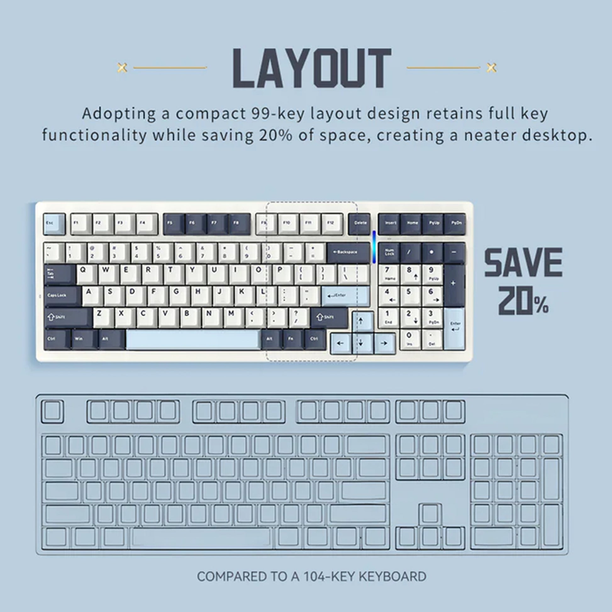 S99 Compact Portable Tri-Mode Mechanical Keyboard - Quaworth