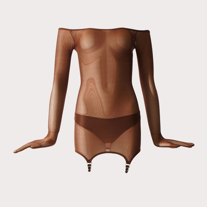Sheer Glove Garter Bodysuit Lingerie - Quaworth