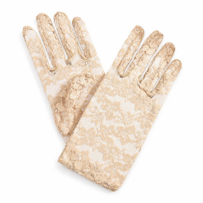 Guantes de muñeca con encaje floral de jacquard