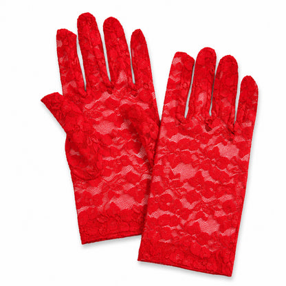 Guantes de muñeca con encaje floral de jacquard