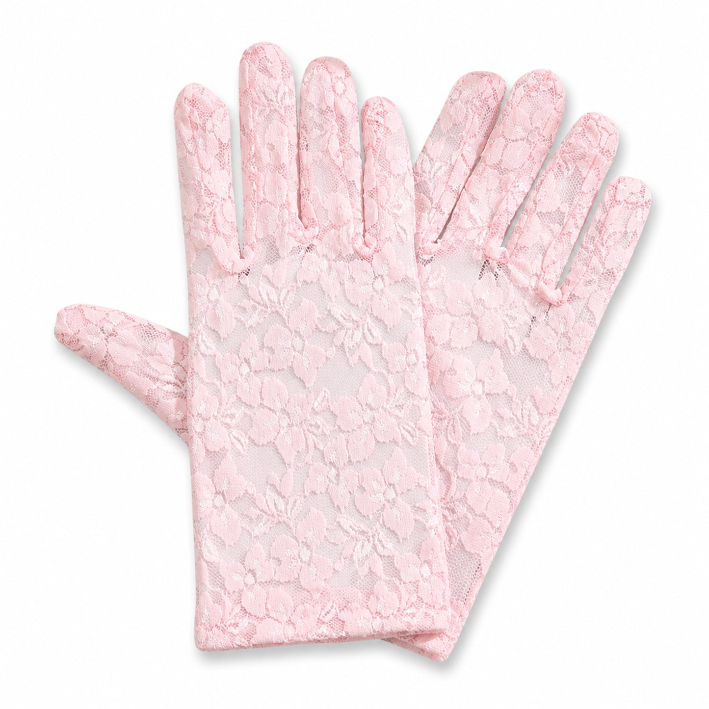 Guantes de muñeca con encaje floral de jacquard