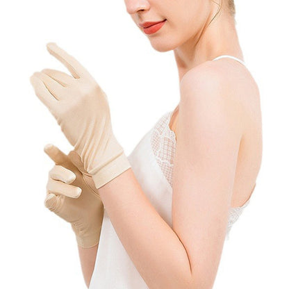 Mulberry Silk Solid Color Wrist Gloves - Quaworth