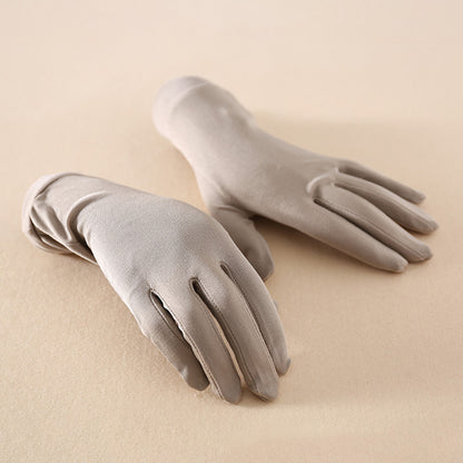Mulberry Silk Solid Color Wrist Gloves - Quaworth
