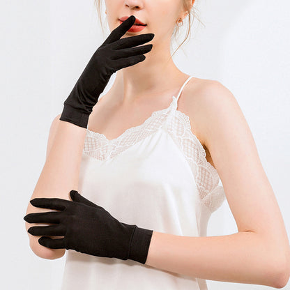 Mulberry Silk Solid Color Wrist Gloves - Quaworth