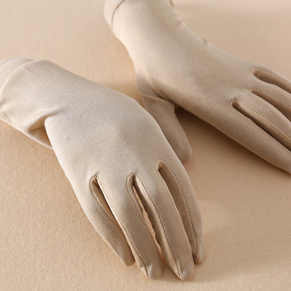 Mulberry Silk Solid Color Wrist Gloves - Quaworth