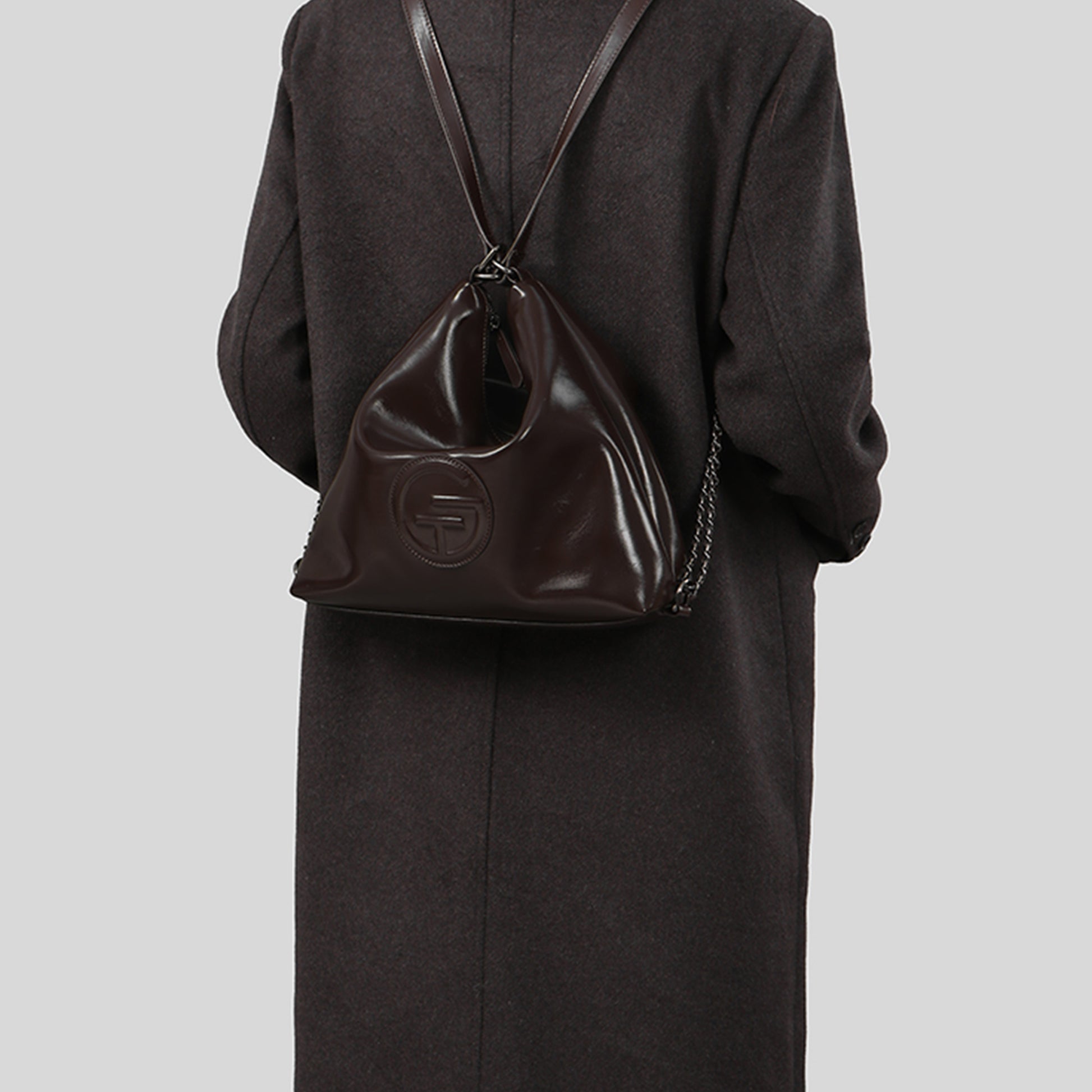Soft Leather Adjustable Chain Shoulder Strap Tote Bag - Quaworth