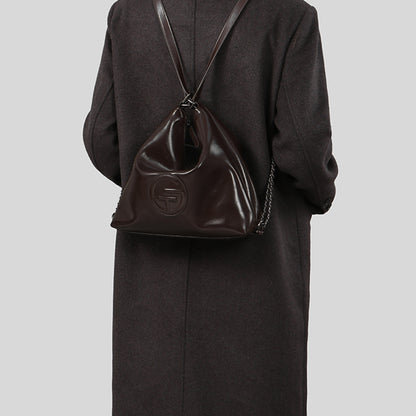 Soft Leather Adjustable Chain Shoulder Strap Tote Bag - Quaworth
