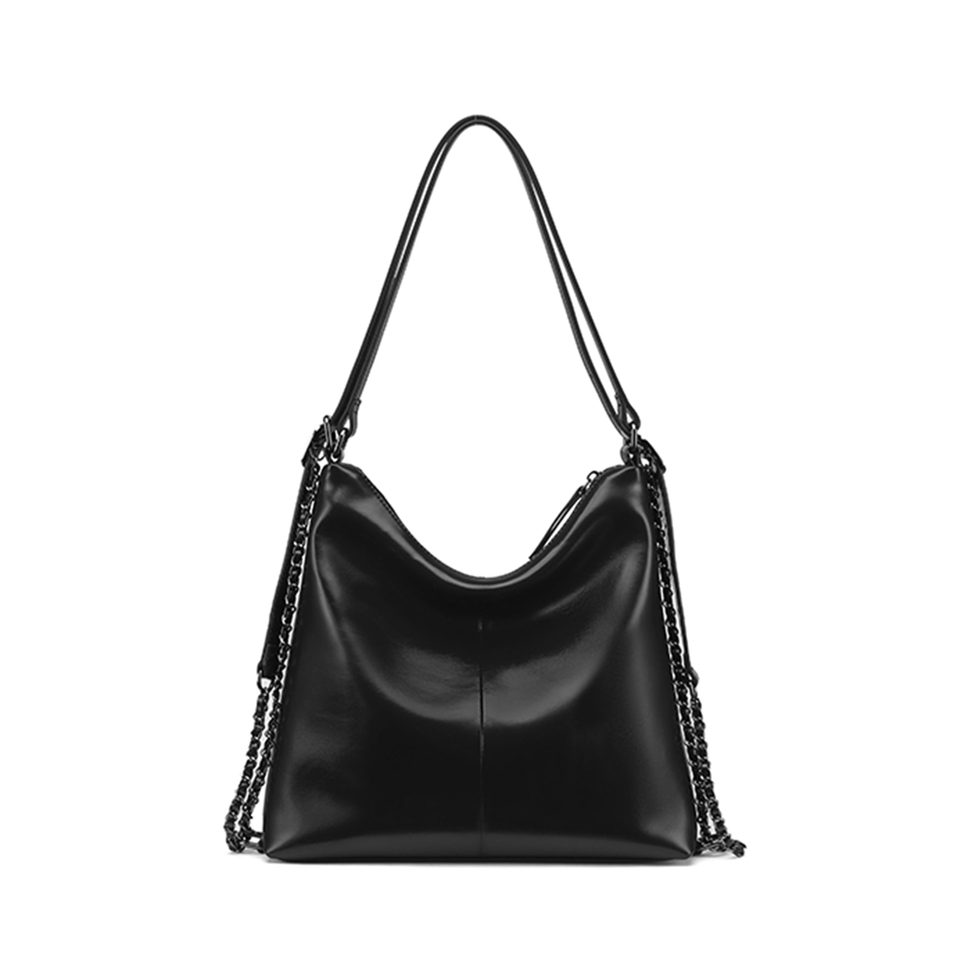 Soft Leather Adjustable Chain Shoulder Strap Tote Bag - Quaworth