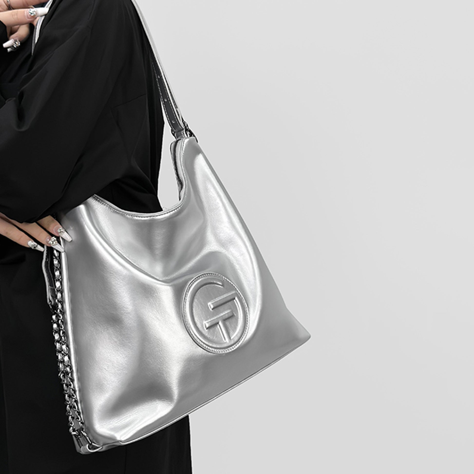Soft Leather Adjustable Chain Shoulder Strap Tote Bag - Quaworth