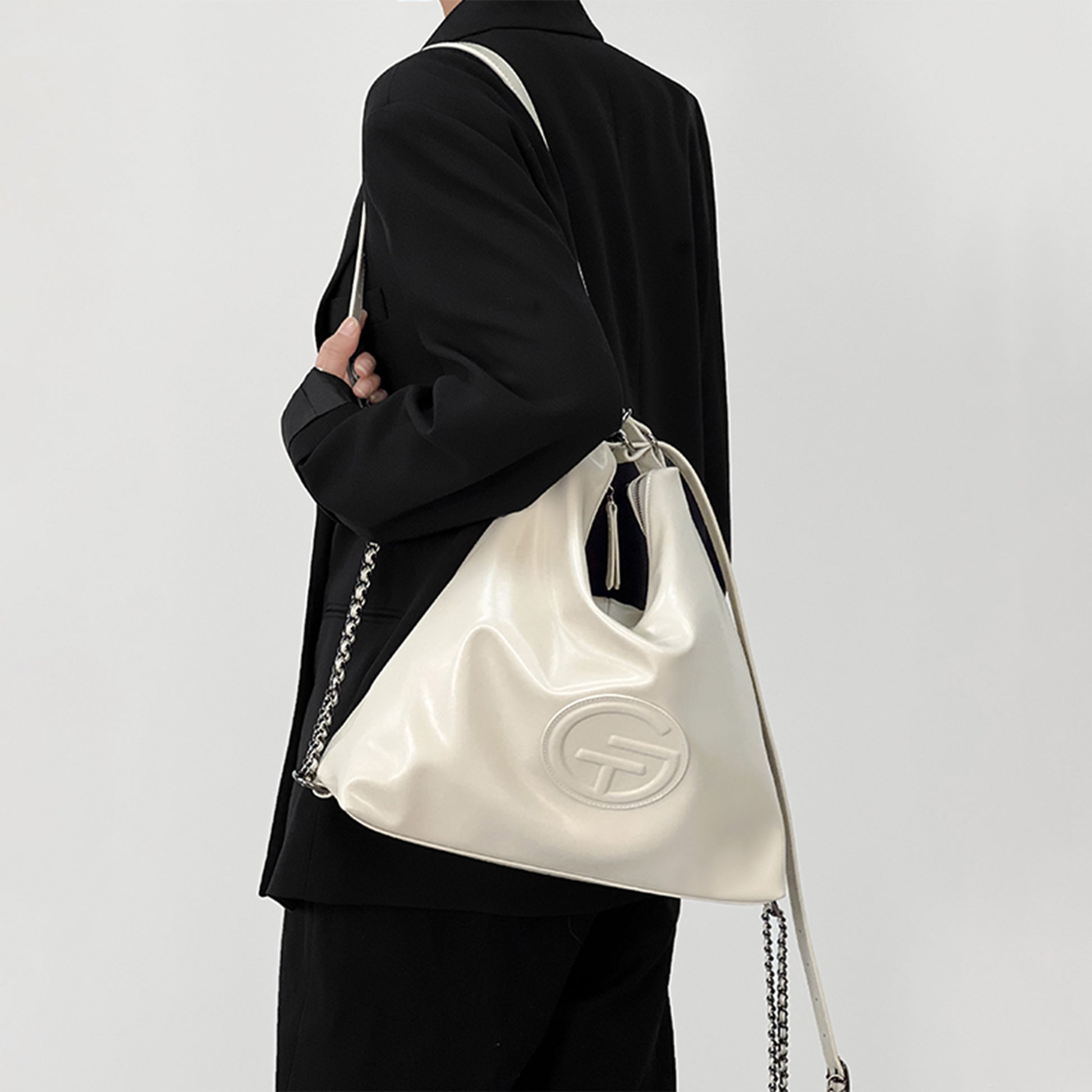 Soft Leather Adjustable Chain Shoulder Strap Tote Bag - Quaworth