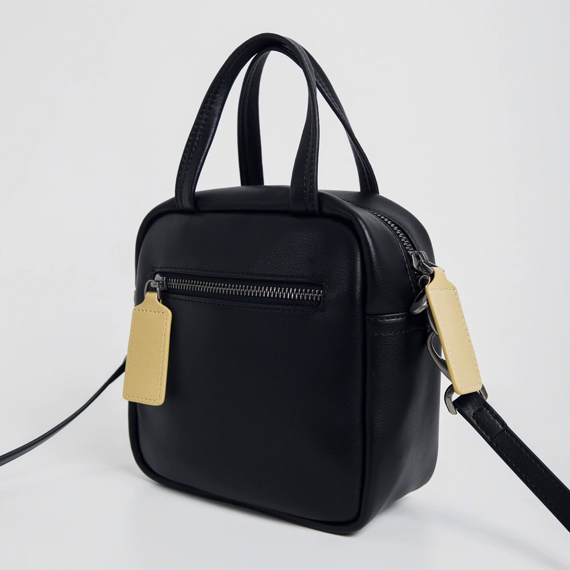 Black Sugar Cream Crossbody Rounded Corner Square Bag - Quaworth