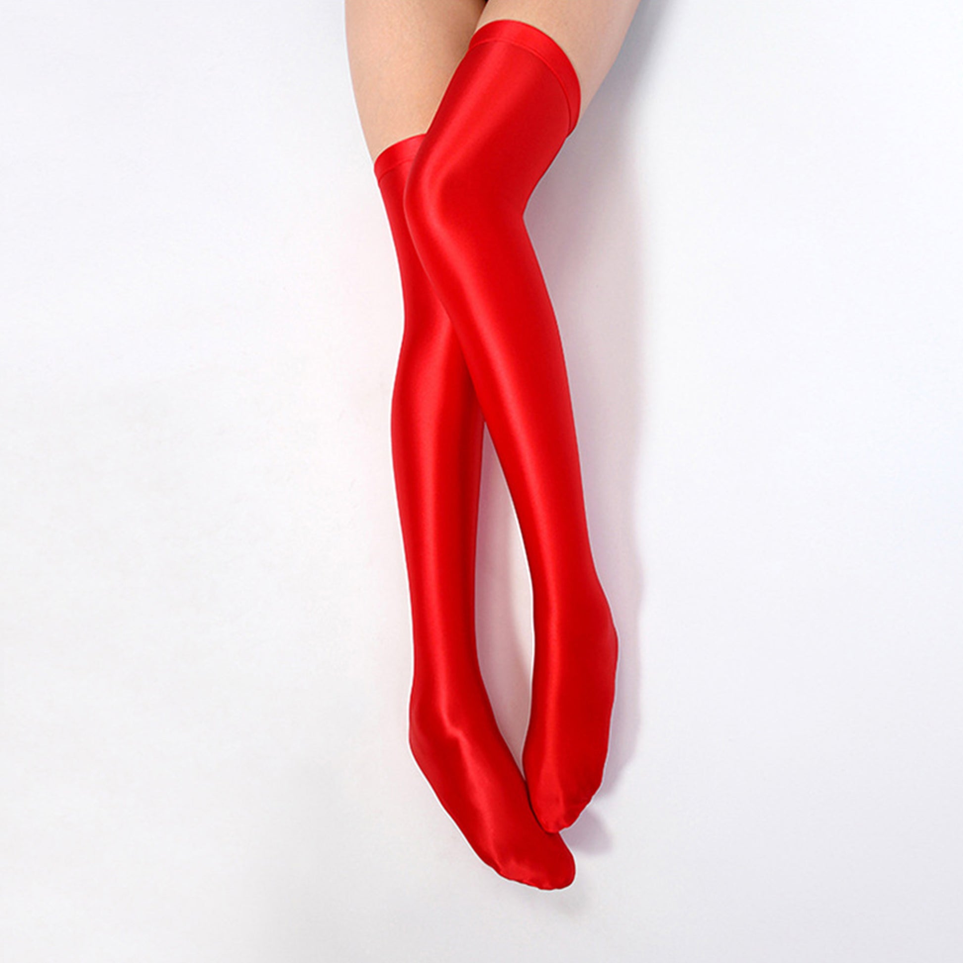 Glossy Spandex Thigh High Stockings - Quaworth