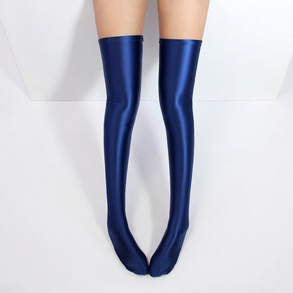 Glossy Spandex Thigh High Stockings - Quaworth