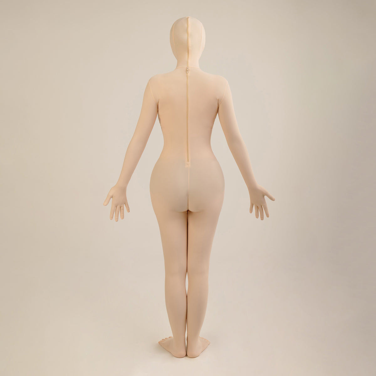 Body Zentai de segunda piel de licra y elastano en color beige liso