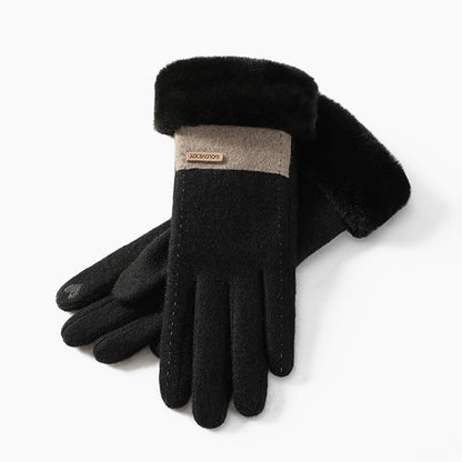 Wool Thermal Fleece Fluffy Cuff Touch Screen Wrist Gloves