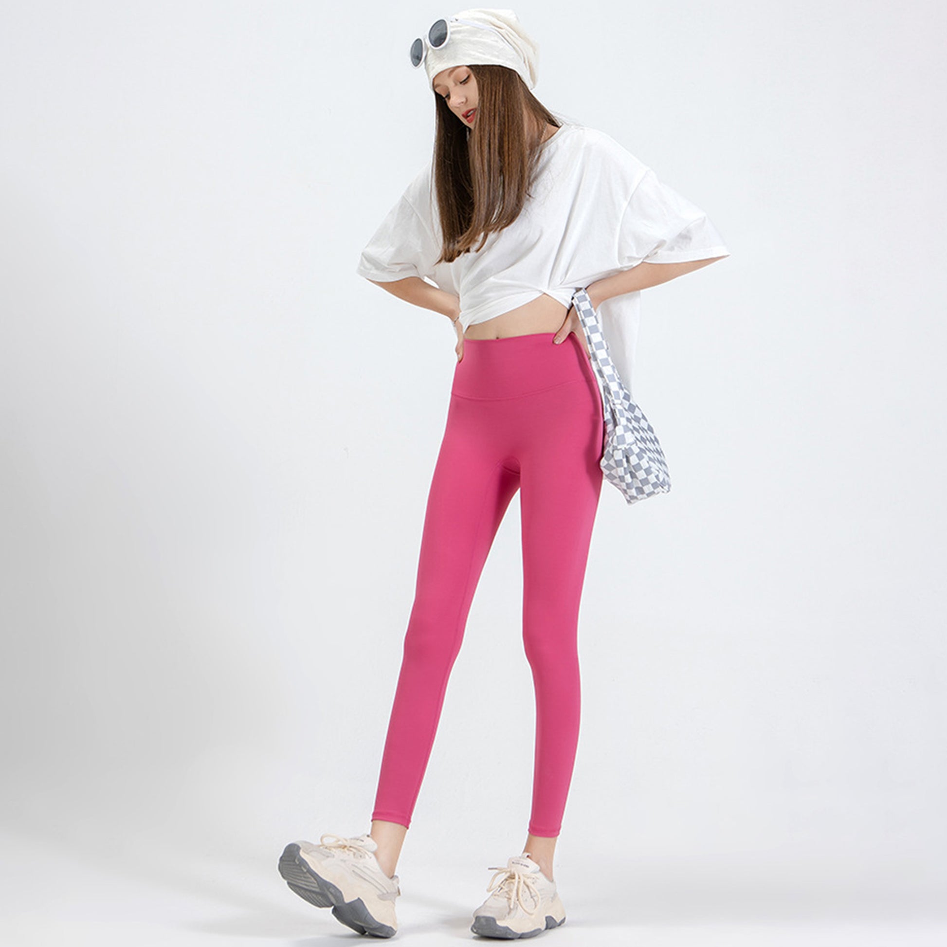Pink Series High Rise Compression Yoga Sport Legging Pant - Quaworth