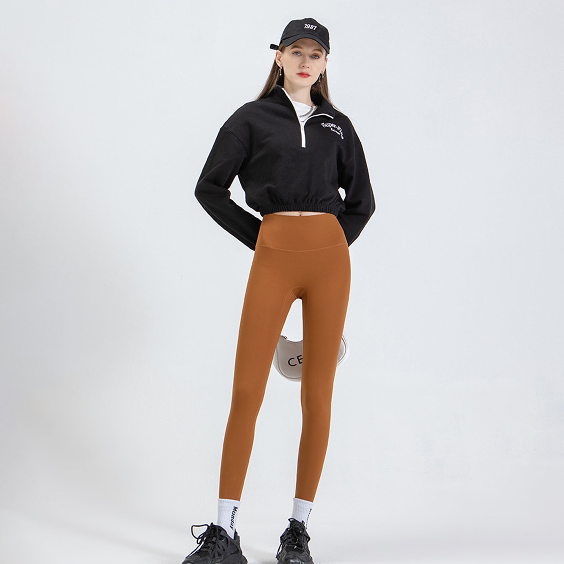 Brown Series High Rise Compression Yoga Sport Legging Pant - Quaworth