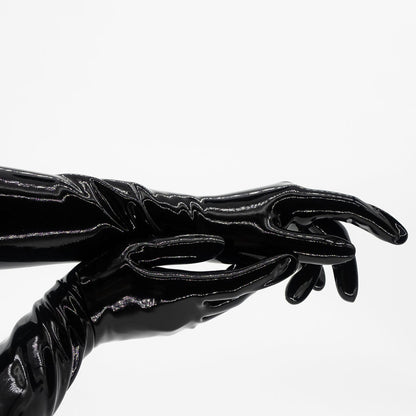Black Solid Color Seamless Latex Gloves - Quaworth