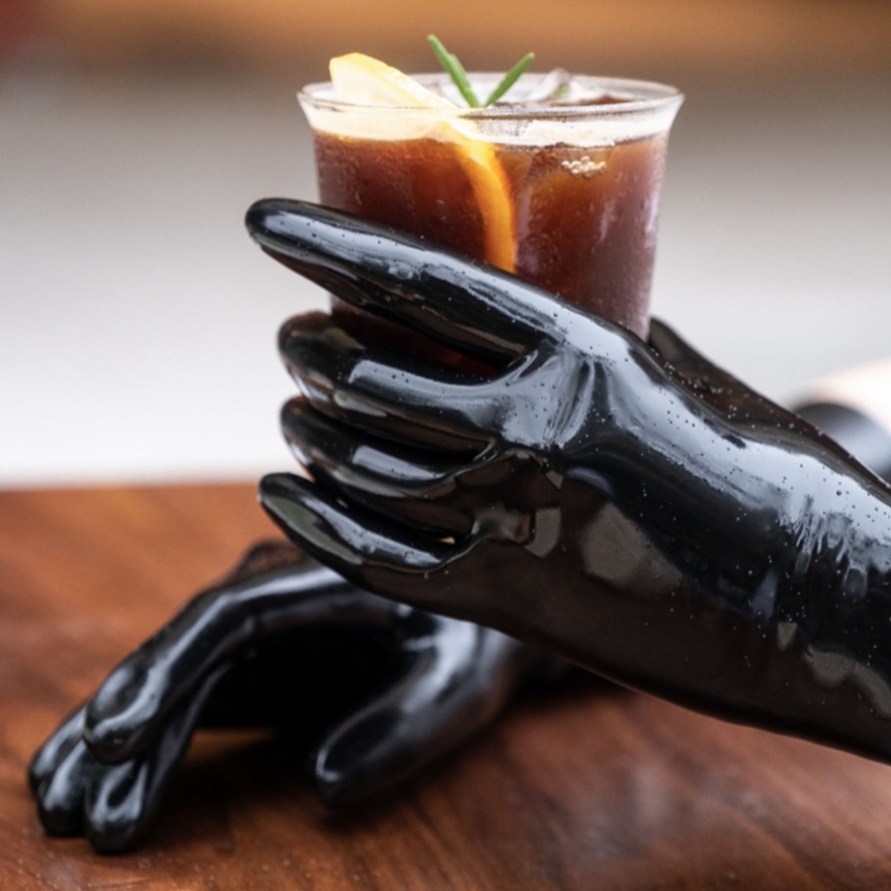 Black Solid Color Seamless Latex Gloves - Quaworth