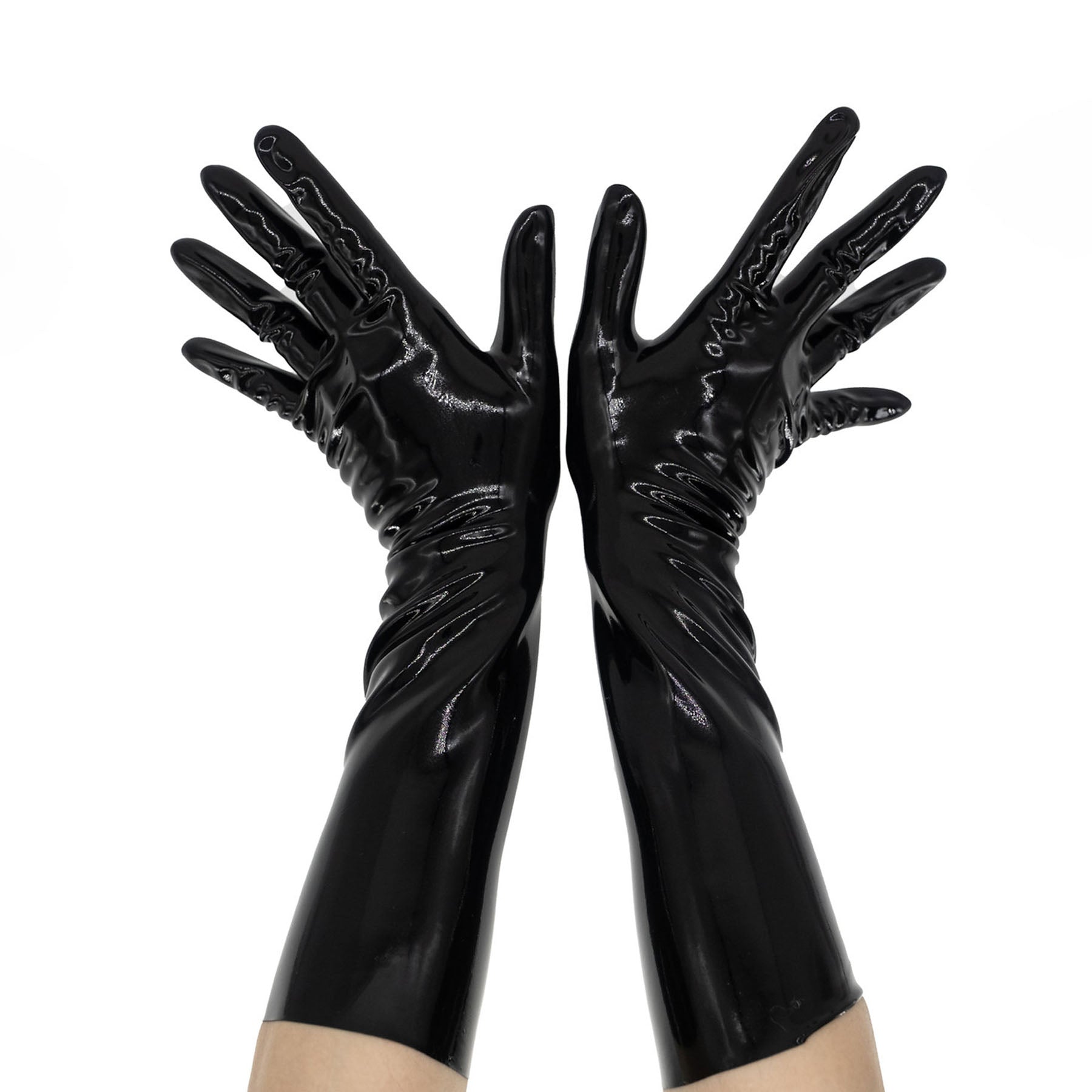 Black Solid Color Seamless Latex Gloves - Quaworth