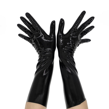 Black Solid Color Seamless Latex Gloves - Quaworth