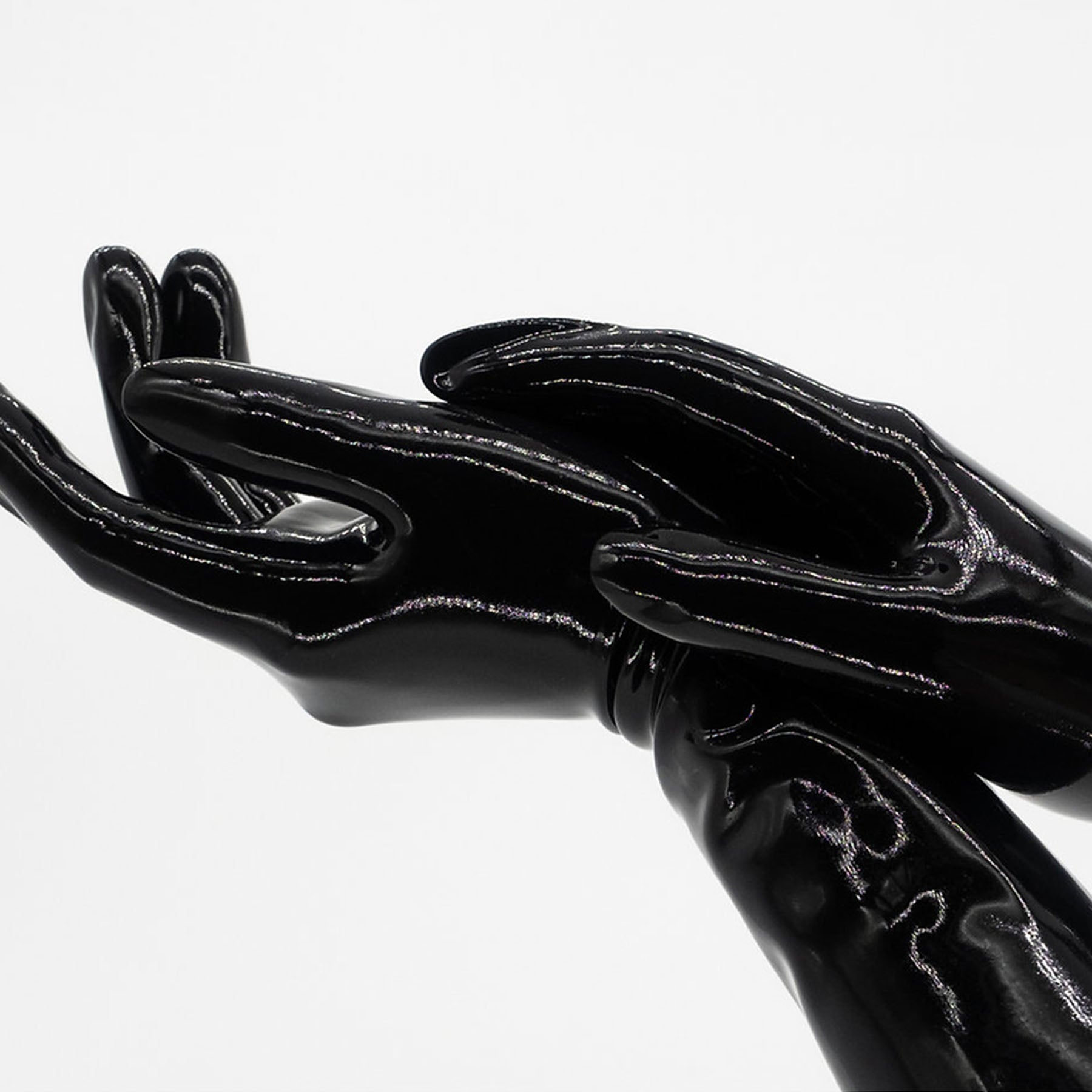 Black Solid Color Seamless Latex Gloves - Quaworth