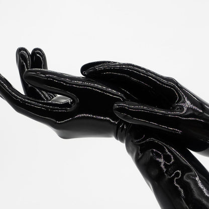 Black Solid Color Seamless Latex Gloves - Quaworth