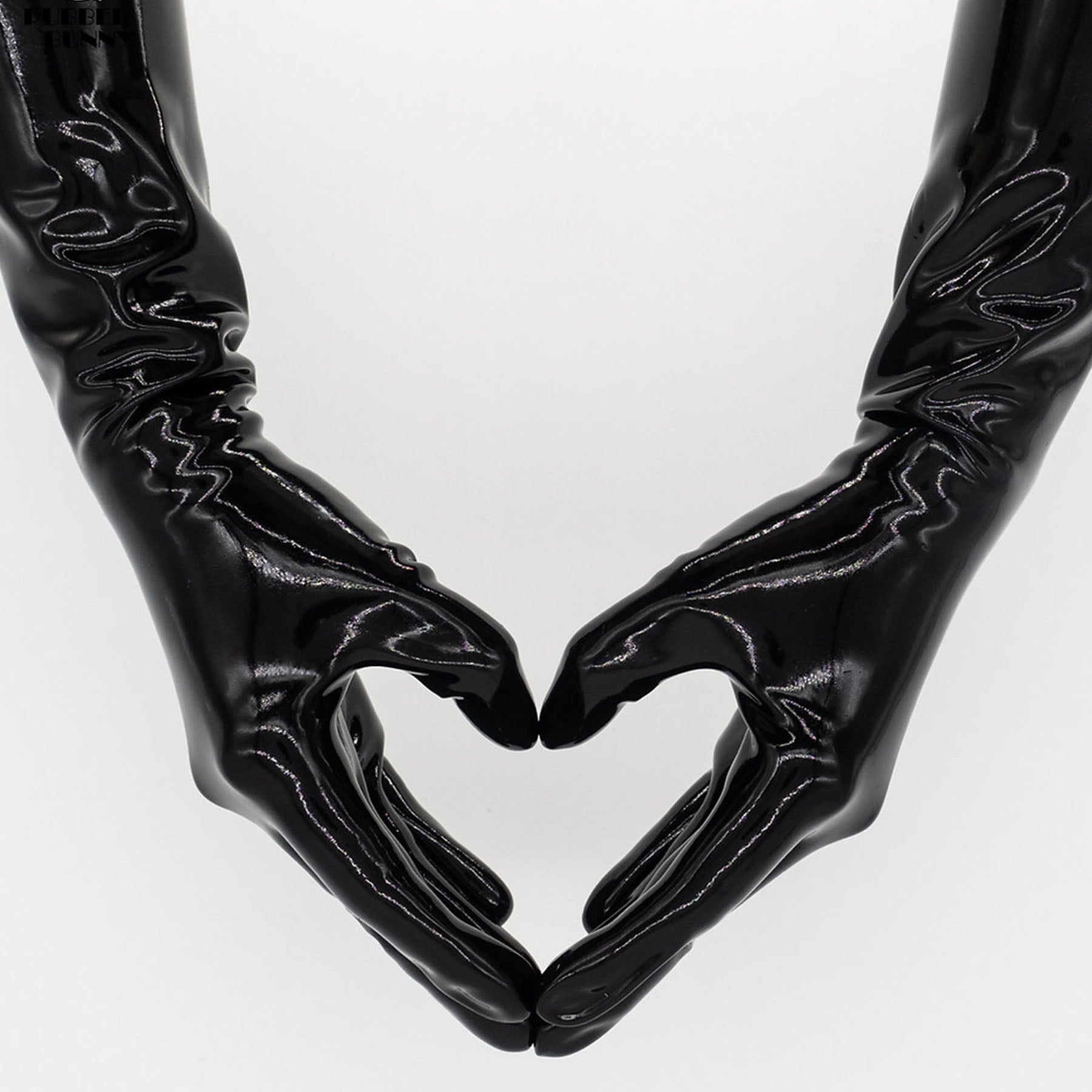 Black Solid Color Seamless Latex Gloves - Quaworth