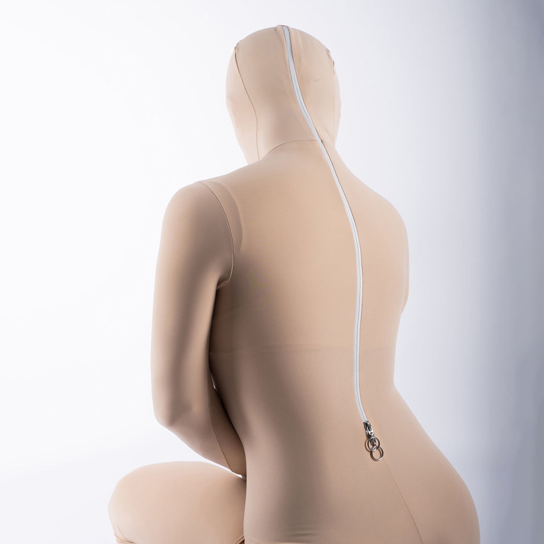 Beige Solid Color Lycra Spandex Second Skin Zentai Bodysuit - Quaworth