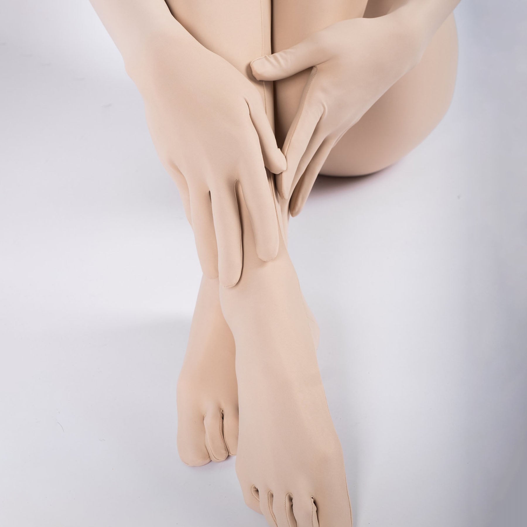 Beige Solid Color Lycra Spandex Second Skin Zentai Bodysuit - Quaworth