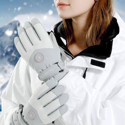 Winter Outdoor Thermal Velvet Fleece Lining Waterproof Anti Slip Touch Screen Ski Gloves - Quaworth