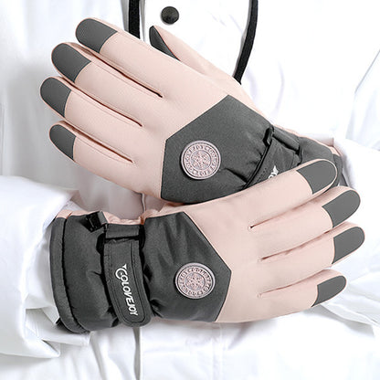 Winter Outdoor Thermal Velvet Fleece Lining Waterproof Anti Slip Touch Screen Ski Gloves - Quaworth
