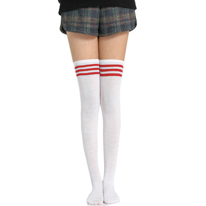 Three Bar Thigh High Socks - Quaworth