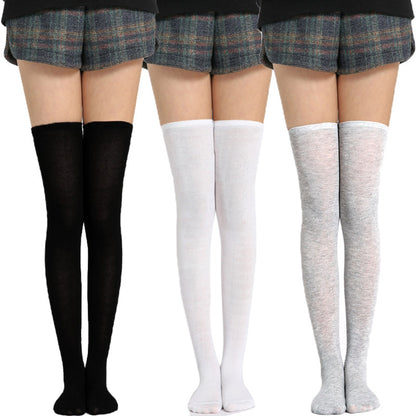 Solid Color Thigh High Socks - Quaworth
