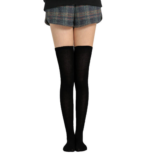 Solid Color Thigh High Socks - Quaworth